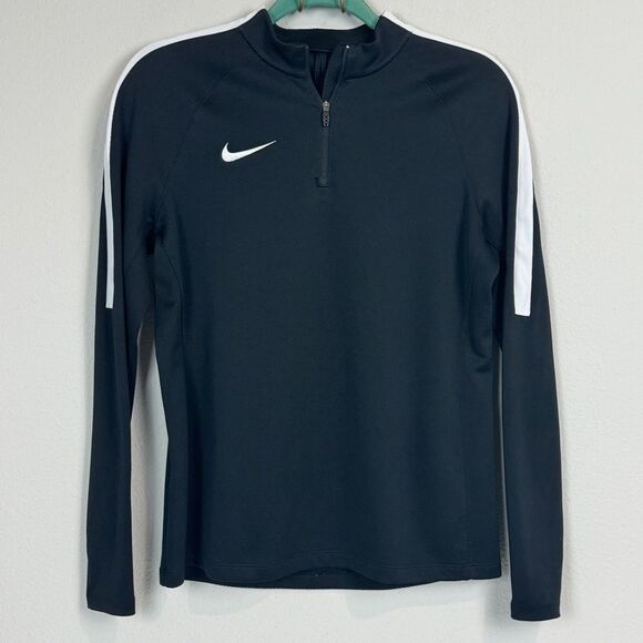 Nike Dri-fit Black Quarter Zip Pullover White Stripe M - Picture 1 of 8